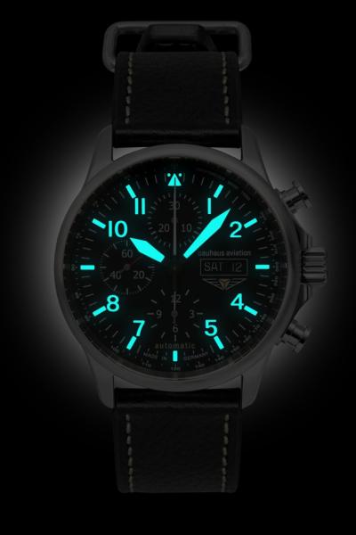 Bauhaus Aviation Herrenuhr Automatik Chronograph mit Pilotenarmband